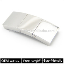 BX057 Wholesale 316L steel jewelry finding custom rectangle stainless magnetic clasp for flat leather cord bracelet